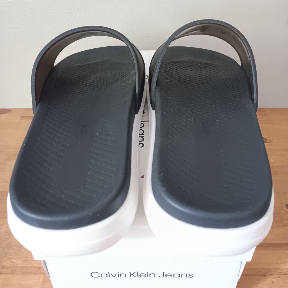 Calvin Klein Peari Slide Sandals Womens 10 M Black NWB CK Logo Slip On - Picture 4 of 8